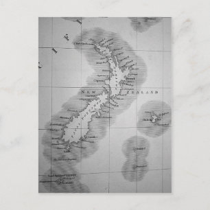 Karta Nya Zeeland Vykort