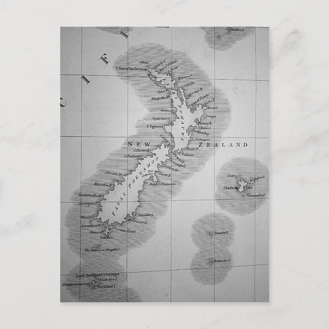 Karta Nya Zeeland Vykort (Framsida)