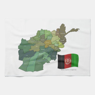 Karta och flagga av Afghanistan Kökshandduk