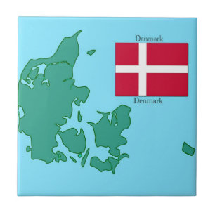 Karta och flagga av Danmark Kakelplatta
