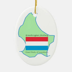 Karta och flagga av den Luxembourg prydnaden Julgransprydnad Keramik