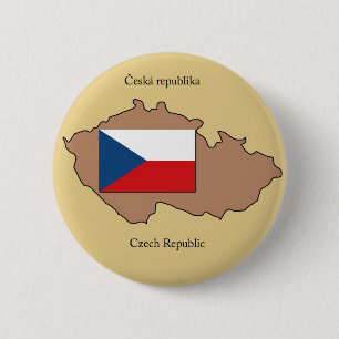 Karta och flagga av den tjeckiska republiken knapp
