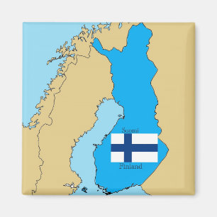 Karta och flagga av Finland Magnet