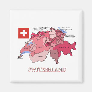Karta och flagga av Schweitz Magnet