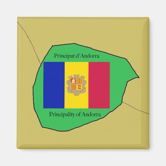 Karta och Flagga i Andorra Magnet (Framsidan)