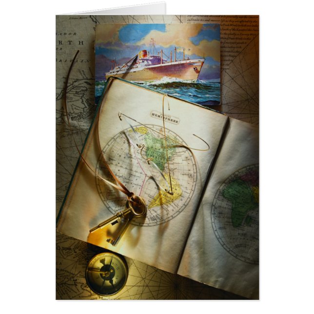 Karta och kompass hälsningskort (Framsidan)