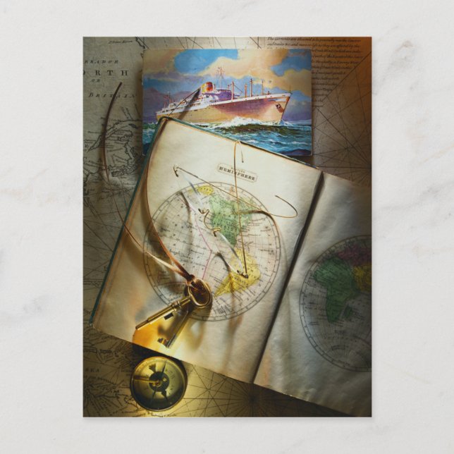 Karta och kompass vykort (Framsida)