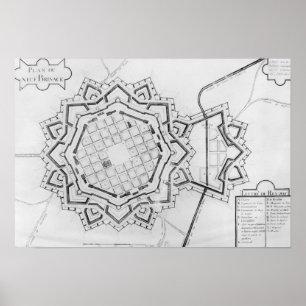 Karta och Neuf-Brisachs anmälningar Poster