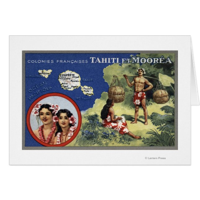 Karta och ön Morea Hälsningskort (Framsidan Horizontal)