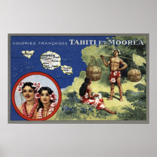 Karta och ön Morea Poster