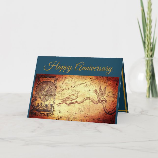 Karta och Sphere Blå årsdag Kort (Framsida)