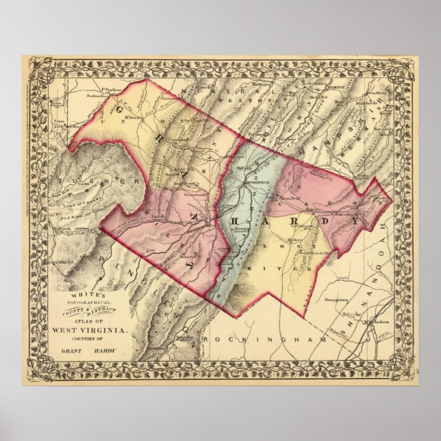 Karta of Grant, Hardy fylkena Poster (Framsidan)