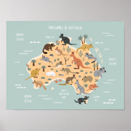 Karta om australiska marsupialbarn poster