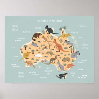 Karta om australiska marsupialbarn poster