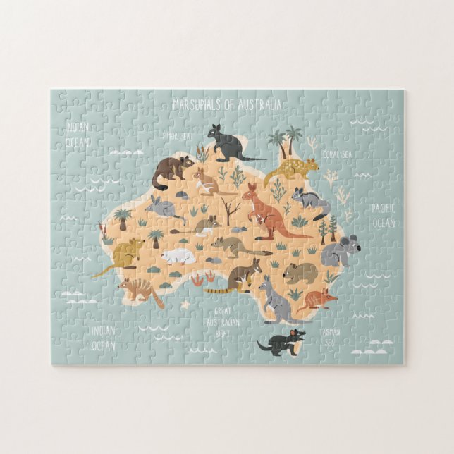 Karta om australiska marsupialbarn pussel (Horisontell)