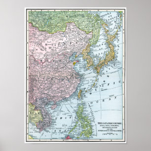 KARTA: ÖSTER ASIA, 1907 POSTER
