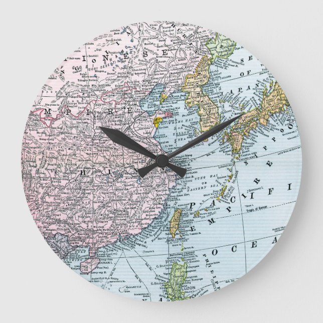 KARTA: ÖSTER ASIA, 1907 STOR KLOCKA (Framsida)