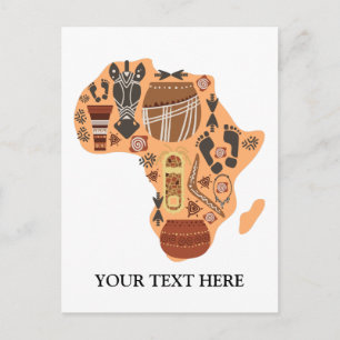 Karta över Afrika med afrikansk kulturhistoria Vykort