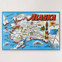 Karta över Alaska 20x30 Pussel