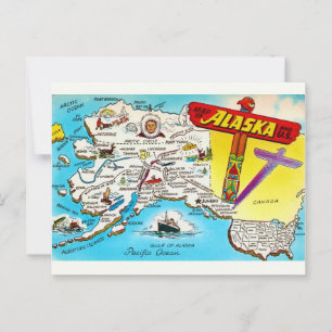Karta över Alaska & USA vykort
