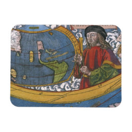 Karta över Amerika med upptäcktsresanden Amerigo V Magnet