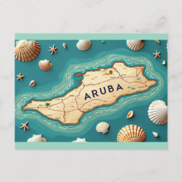 Karta över Aruba-ön Helg Vykort