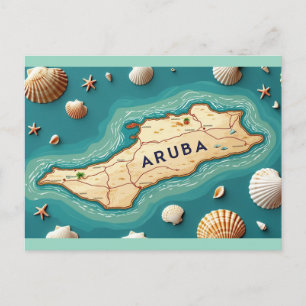 Karta över Aruba-ön Helg Vykort