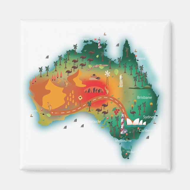 Karta över Australien Magnet (Framsidan)