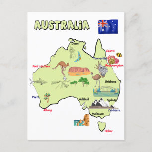 karta över Australien med större städer Vykort