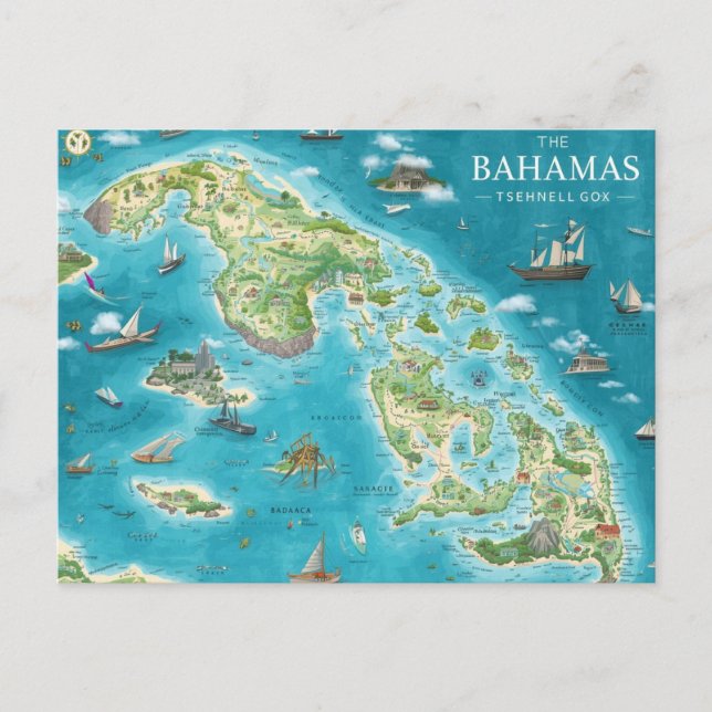 Karta över Bahamas Vykort (Framsida)