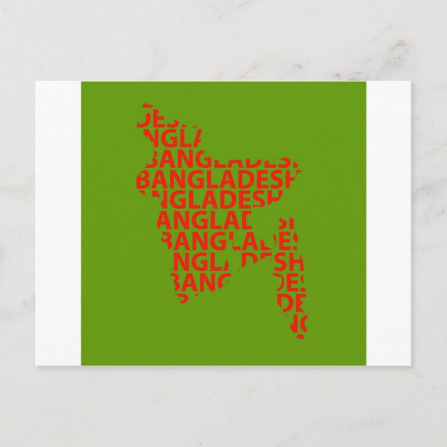 Karta över Bangladesh med text inuti Vykort (Framsida)