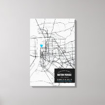Karta över Baton Rouge + Markera din plats Canvas 