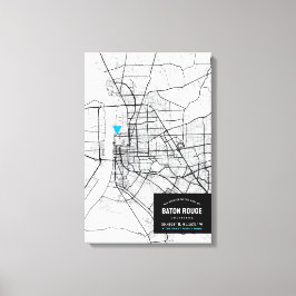 Karta över Baton Rouge + Markera din plats Canvas