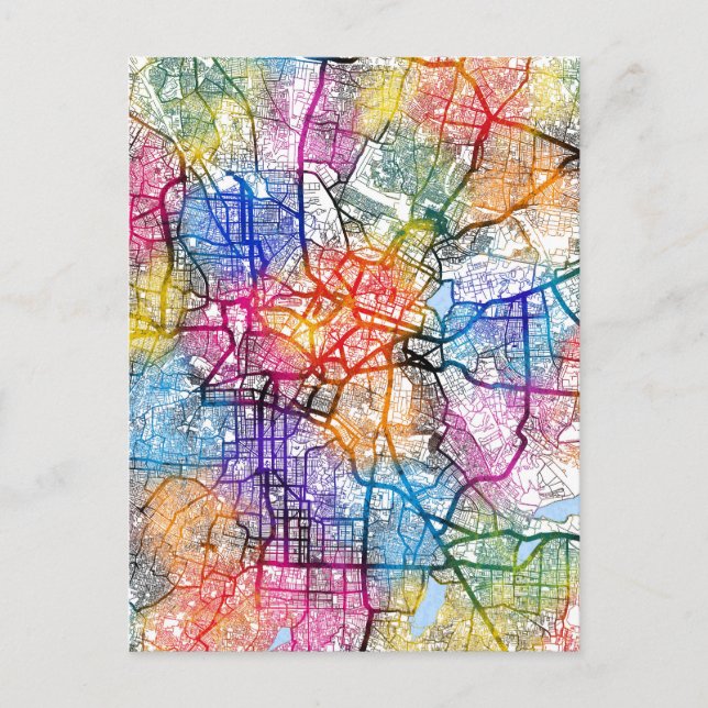 Karta över Bengaluru Karnataka City Vykort (Framsida)