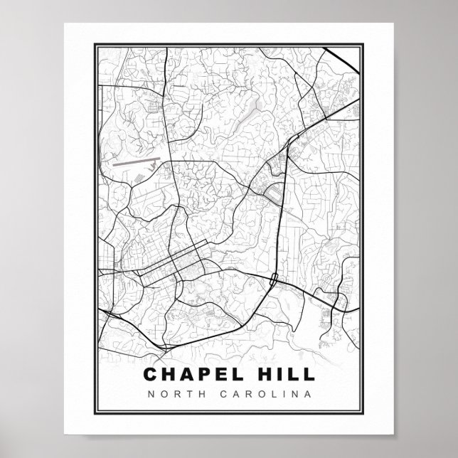 Karta över Chapel Hill Poster (Framsidan)