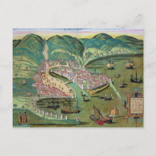 Karta över Chios, från 'Civitates Orbis Terrarum'  Vykort