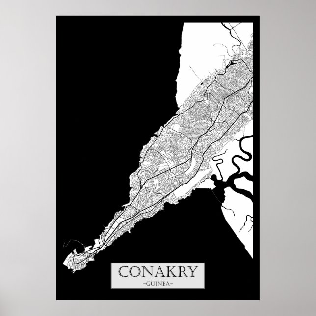 Karta över Conakry Guinea Poster (Framsidan)