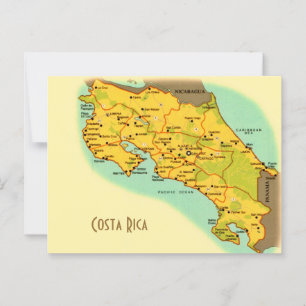 Karta över Costa Rica vykort