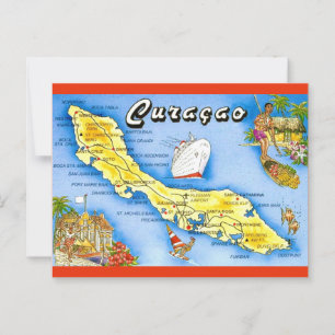 Karta över Curacao-ön Postkort Vykort