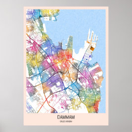 Karta över Dammam i Saudiarabien Poster
