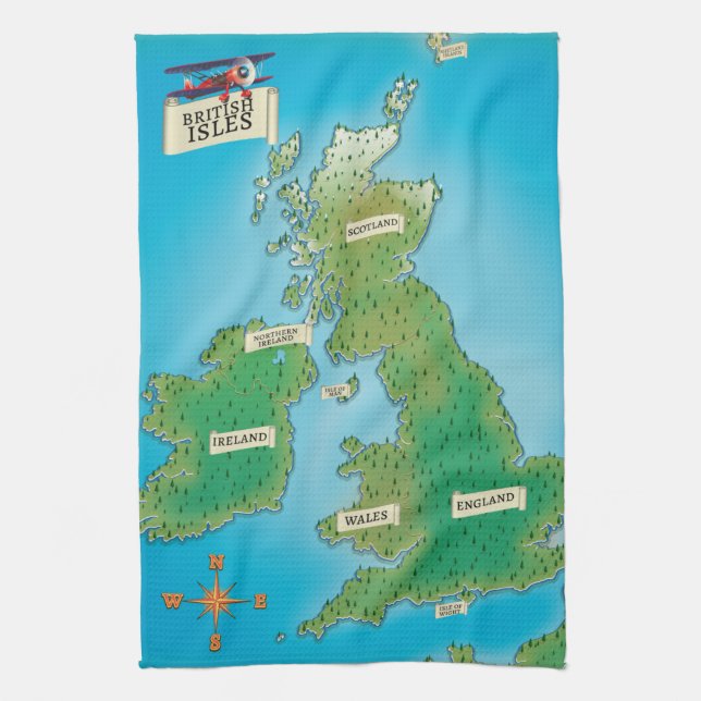 Karta över de brittiska öarna kökshandduk (Vertikal)