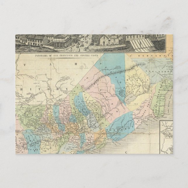 Karta över delstaten Kalifornien Vykort (Framsida)