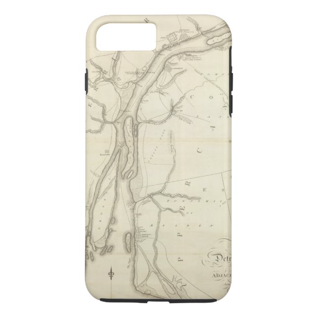 Karta över Detroitfloden Case-Mate iPhone Skal (Baksida)