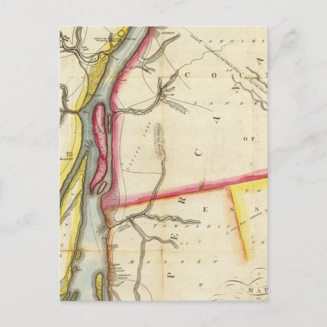 Karta över Detroitfloden och angränsande land Vykort (Framsida)