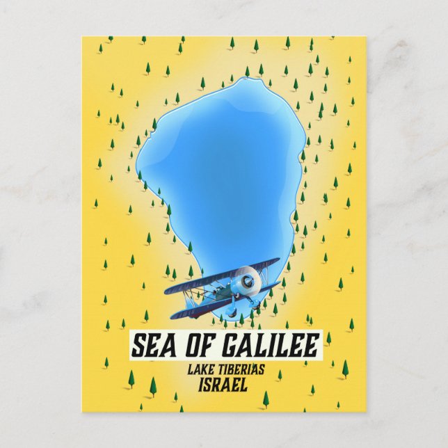 Karta över Galileiska sjön Israel poster Vykort (Framsida)