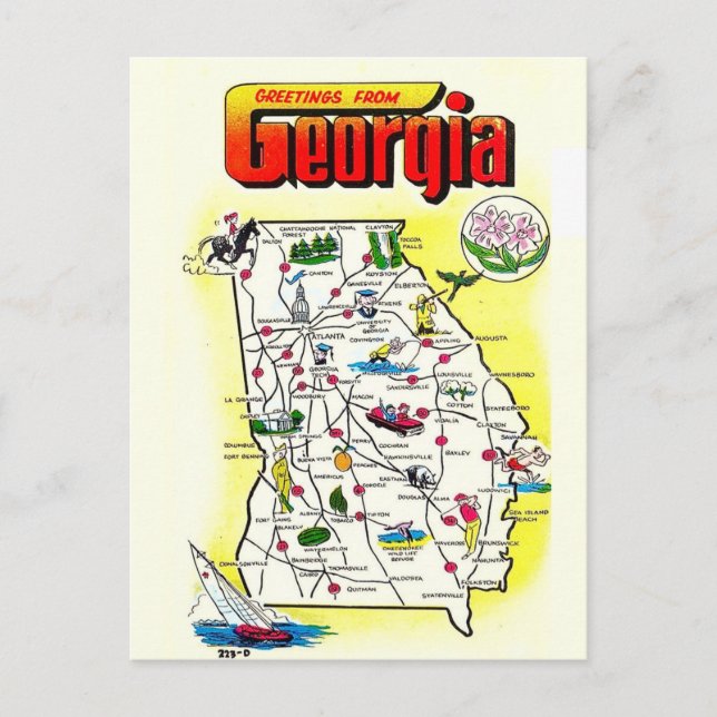 Karta över Georgia vykort (Framsida)