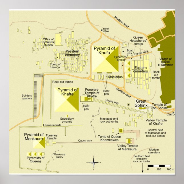 Karta över Giza pyramidkomplex Diagram Poster (Framsidan)
