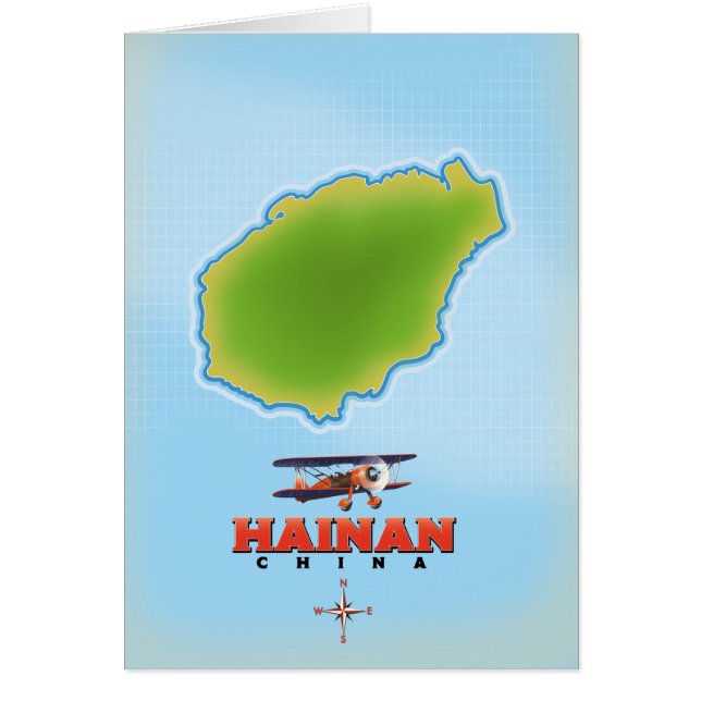Karta över Hainan Kina Hälsningskort (Framsidan)