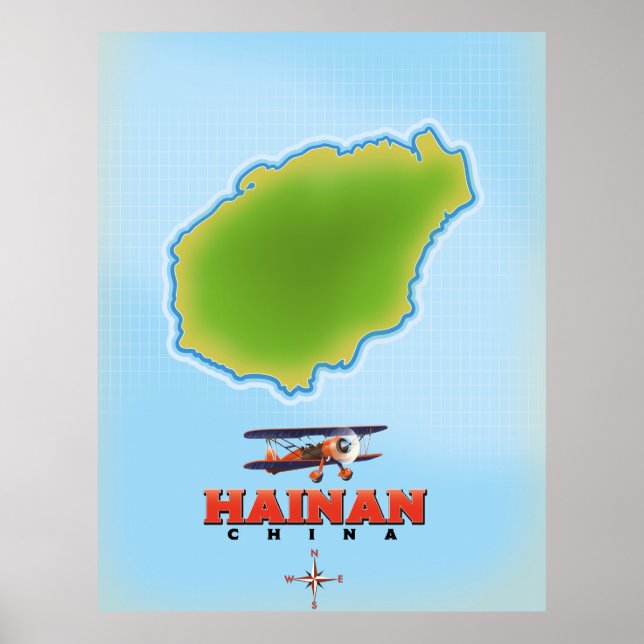 Karta över Hainan Kina Poster (Framsidan)