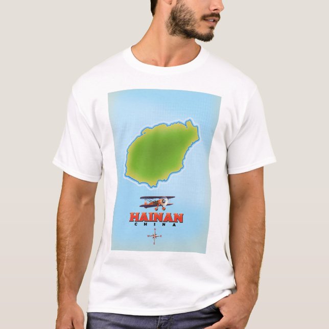 Karta över Hainan Kina T Shirt (Framsida)